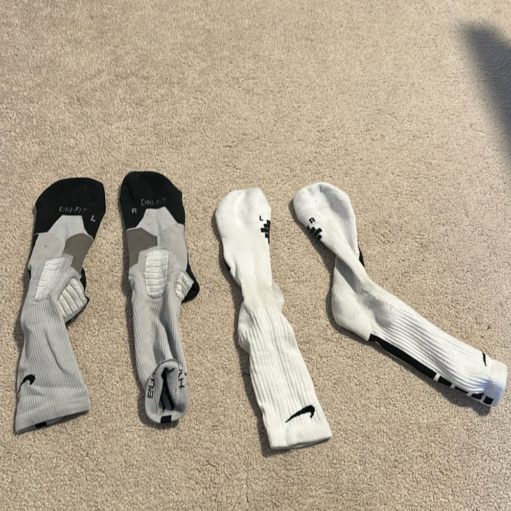 White/ black Nike elite socks